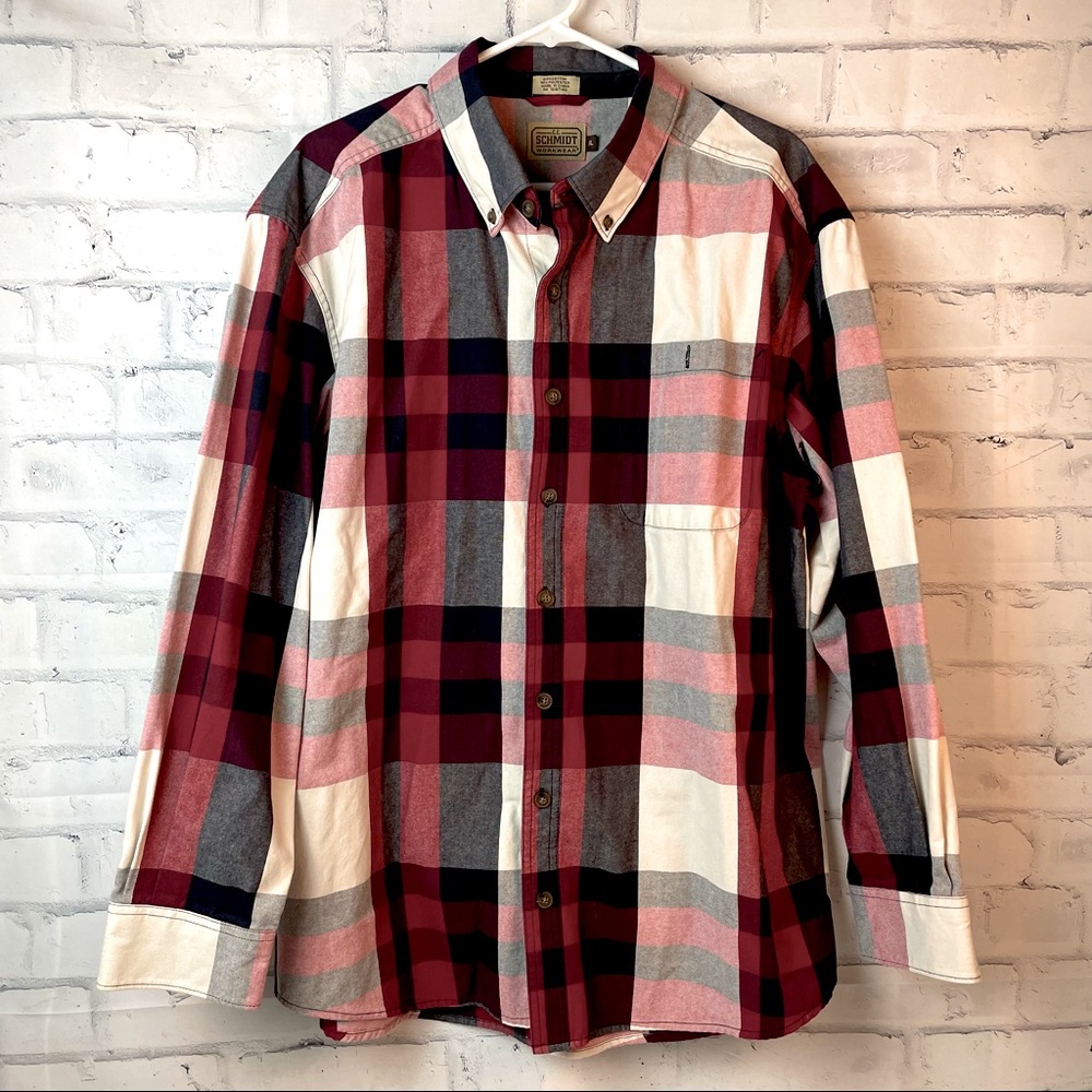 CE Schmidt Workwear Mens Long Sleeve Button Up Shirt Sz XLT Plaid Flannel Heavy